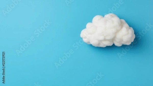 Fototapeta Fluffy cloud on vibrant blue background: minimalist concept of nature and simplicity