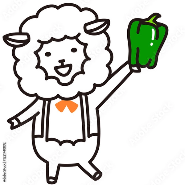 Fototapeta 色加工ok ひつじ素材No.45 ピーマン