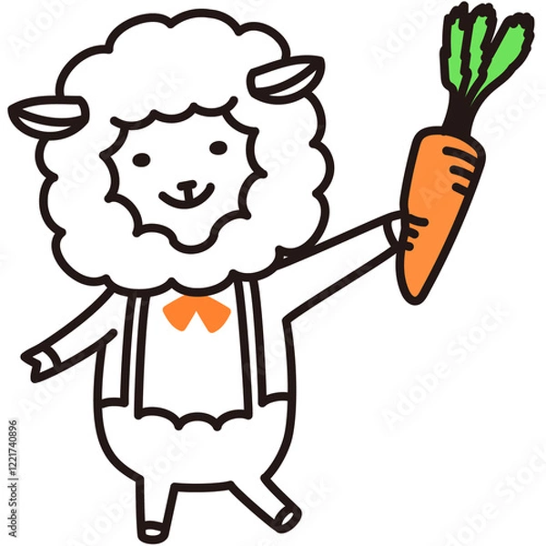 Fototapeta 色加工ok ひつじ素材No.42 にんじん