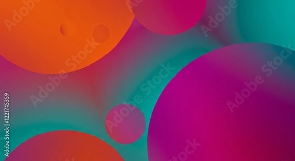 Fototapeta Abstract Fluid Spheres: Mesmerizing macro photography captures the dance of colorful fluid spheres, creating an eye-catching and unique abstract composition, ideal for modern and creative designs.
