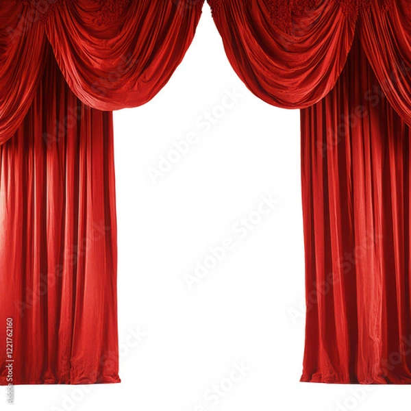 Fototapeta Red stage curtains isolated on transparent background