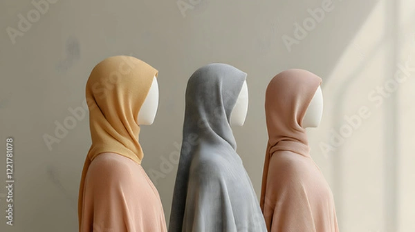 Obraz Elegant Hijabs: Three Neutral Shades