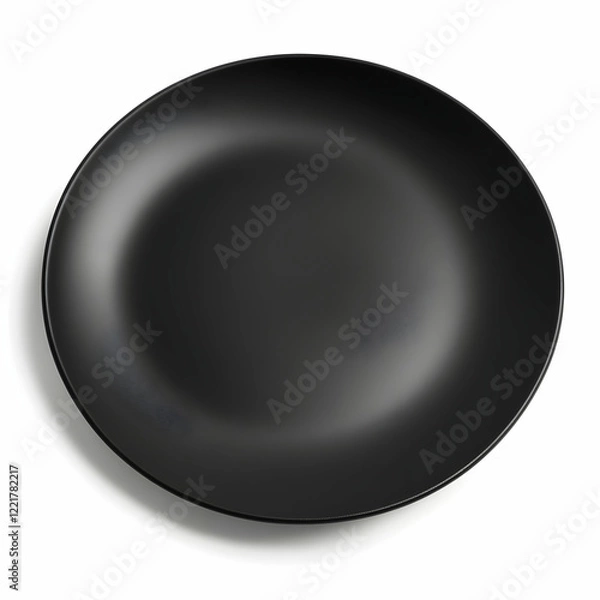 Fototapeta Black plate, studio shot, white background, food presentation