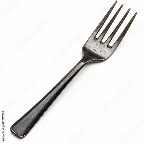 Fototapeta Black bronze fork, isolated, white background, cutlery