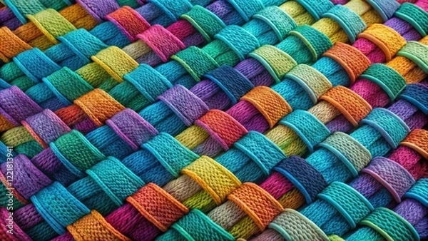 Obraz Aerial Photography: Abstract Yarn Mesh, Square Wave Pattern, Textile Art, Overhead View