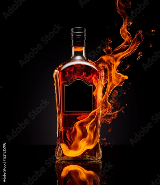 Obraz Whiskey bottle on fire
