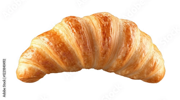 Fototapeta Golden Croissant: A perfectly baked croissant, golden brown and flaky, with a delicate, buttery aroma. This close-up shot captures the alluring texture of this classic French pastry. 