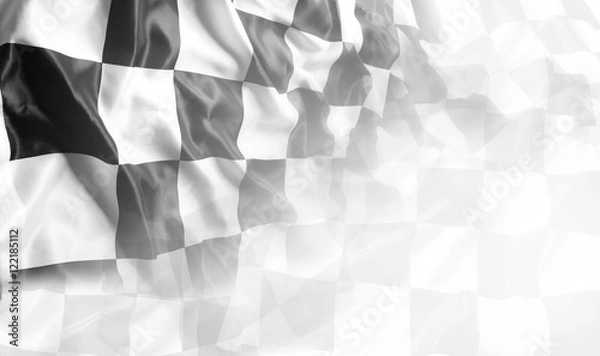 Fototapeta Checkered black and white racing flag background