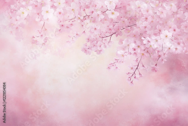 Obraz 桜の枝が淡いピンクの柔らかな背景に映える春の情景