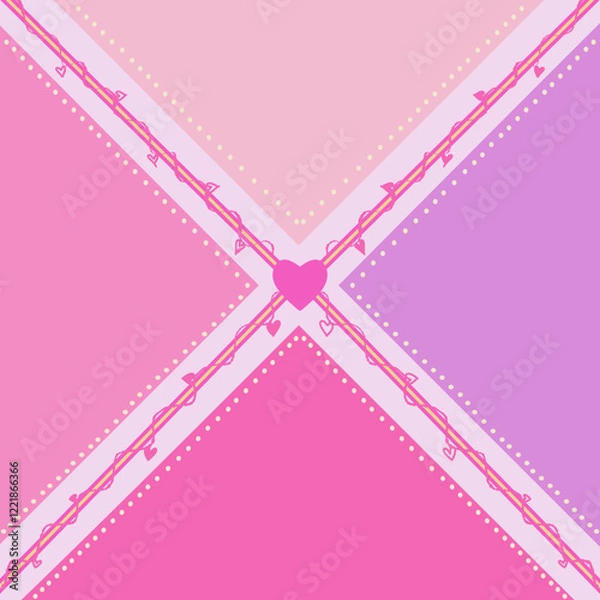 Obraz Pink Ribbon Frame with Heart and Flower Decoration for Greeting Card of Valentine