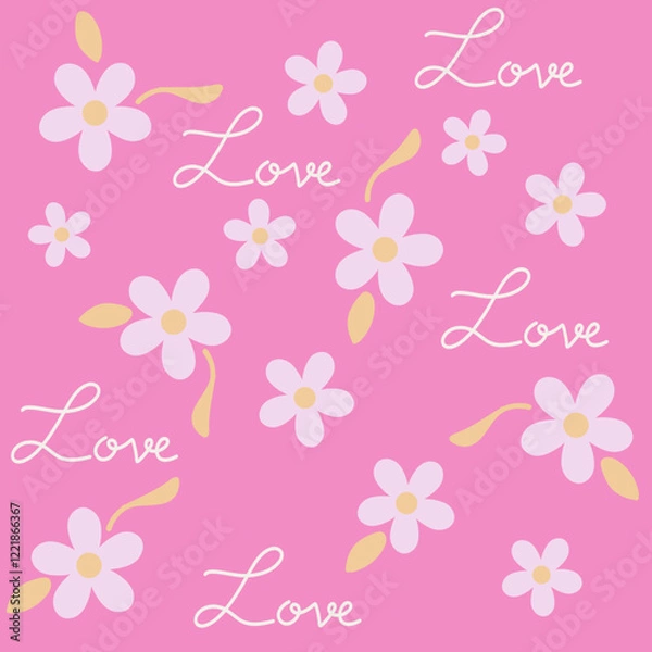Obraz Seamless pattern of pink flowers with a floral design for a beautiful spring and summer backdrop