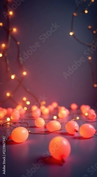 Fototapeta Many lights that are on a table with a purple background