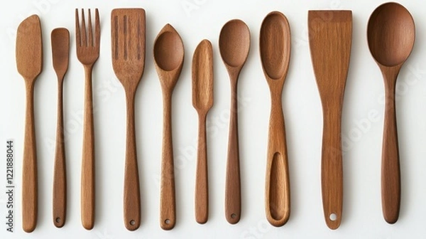 Fototapeta Assorted Kitchen Utensils on White Background