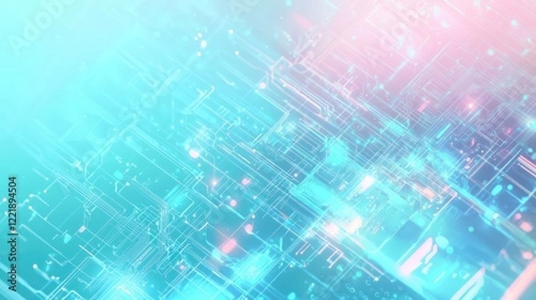 Fototapeta Pastel-hued glitch visuals creating an abstract cyber aesthetic, blending artistry with advanced digital design elements.