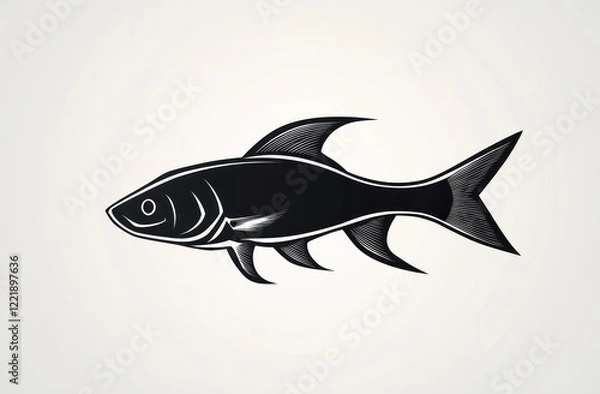 Fototapeta Stylized Black Fish Graphic Design Illustration