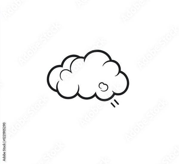 Fototapeta Simple Line Drawing Of A Puffy Cloud