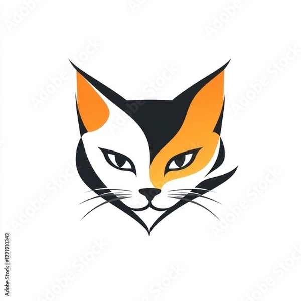 Fototapeta Abstract Calico Cat Head Design Illustration