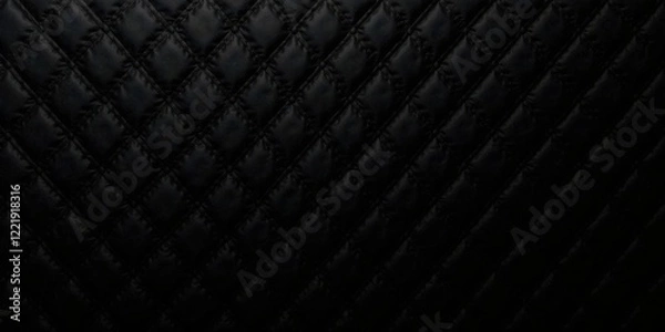 Fototapeta Dark quilted fabric background, luxurious diamond pattern texture, elegant black textile surface for design projects