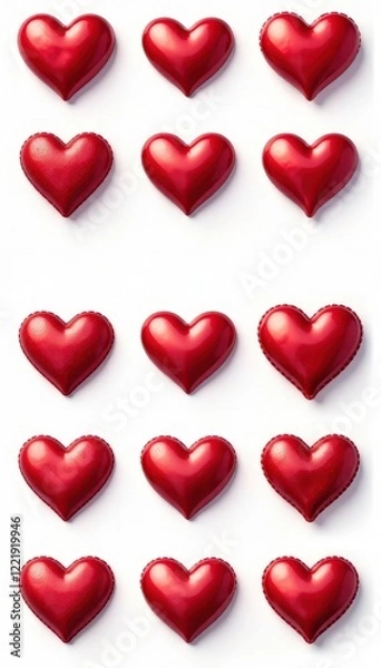 Fototapeta Red and black heart icon set Different styles and sizes of hearts , hearts, black