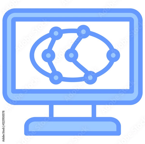 Fototapeta System Simulation Lineal Blue Icon