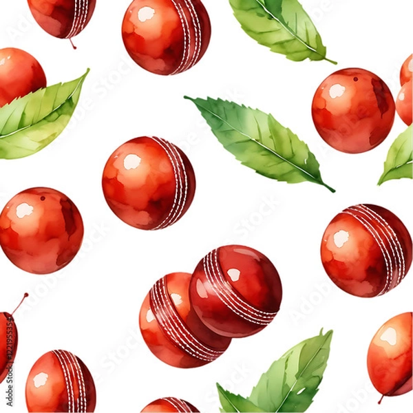 Obraz Vibrant Watercolor Cricket Balls Seamless Pattern