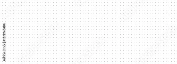 Obraz Journal planer page with dotted square grid. Simple square graph paper texture. Retro bullet notebook pattern background. Repeated school math sheet wallpaper. Vector journal note paper template