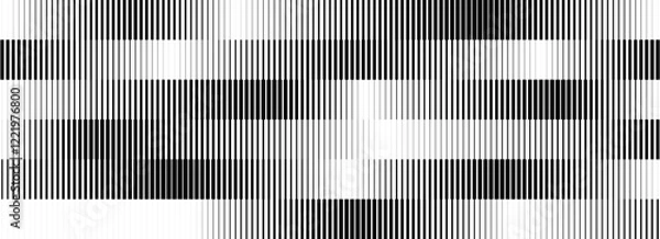 Fototapeta Black and white striped halftone gradient. Fading linear gradation background. Repeating strip pattern backdrop. Parallel lines wallpaper for overlay, print, cover. Vector pulsating effect concept