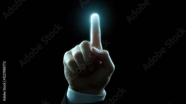 Fototapeta Closeup of person's hand pointing with index finger, a study in nonverbal communication