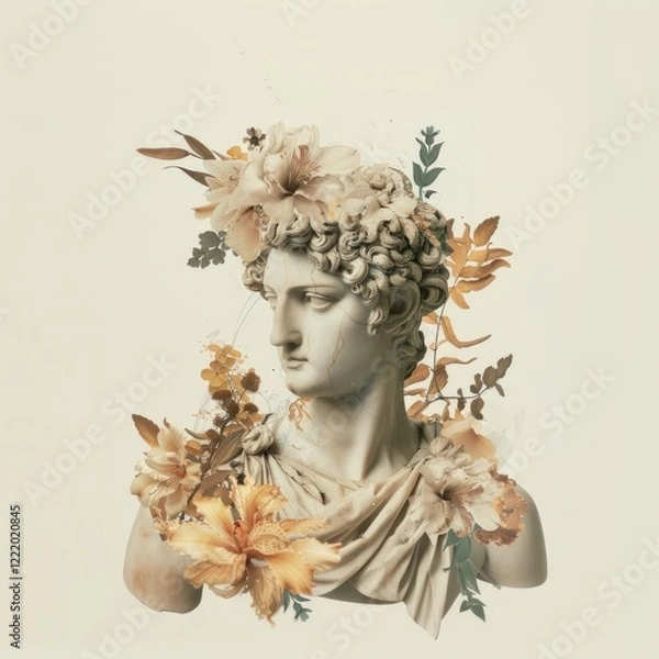 Obraz Classical statue adorned with flowers