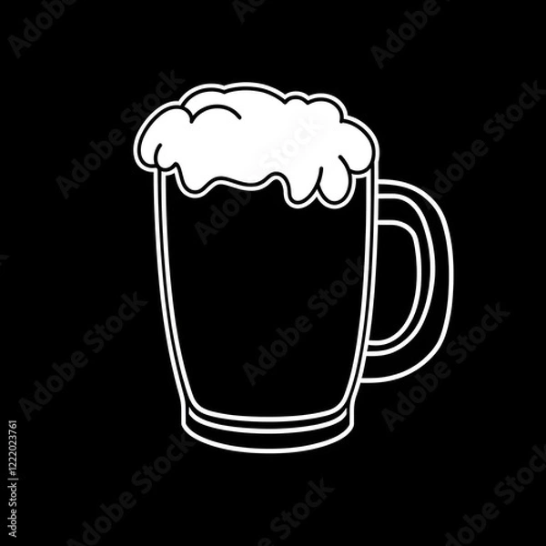 Fototapeta Mug of beer with foam in a sleek outline style