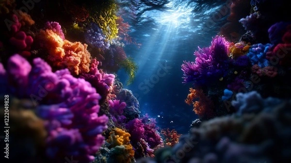 Fototapeta Vibrant Underwater Coral Reef Paradise: A Symphony of Colors