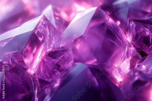 Obraz Abstract purple prisms, fluid design, 3d render, Generative AI