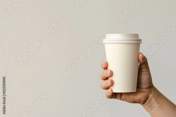 Fototapeta Premium Quality Image of a Hand Holding a Coffee Cup with a White Background