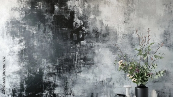 Fototapeta Grunge wallpaper with smudged charcoal textures and a raw aesthetic