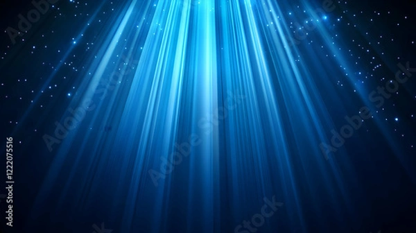 Fototapeta Blue light rays, dark background, sparkle effect, abstract, design