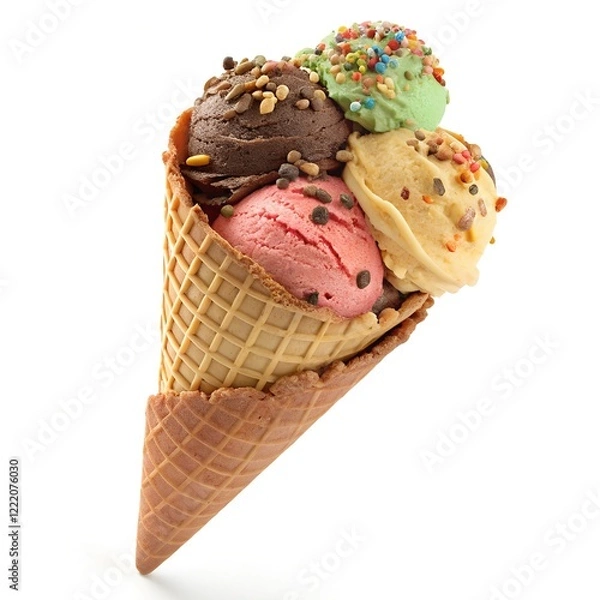 Obraz Colourful Cone Ice Cream ai generated
