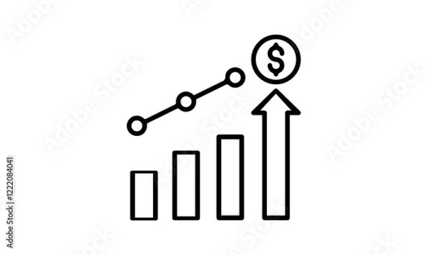 Fototapeta  Growth success arrow icon.  Growth chart icon. Growing bar graph. Vector illustration.