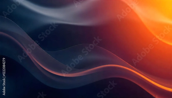 Fototapeta A Flowing Wave of Colors from Blue to Orange, Soft Gradient Transition Creating a Wave-Like Effect,Abstract Waves Blending Blue and Orange Tones