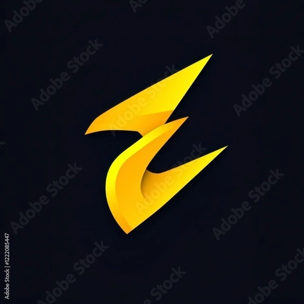 Fototapeta Dynamic Abstract Design with Yellow Shapes on Dark Background