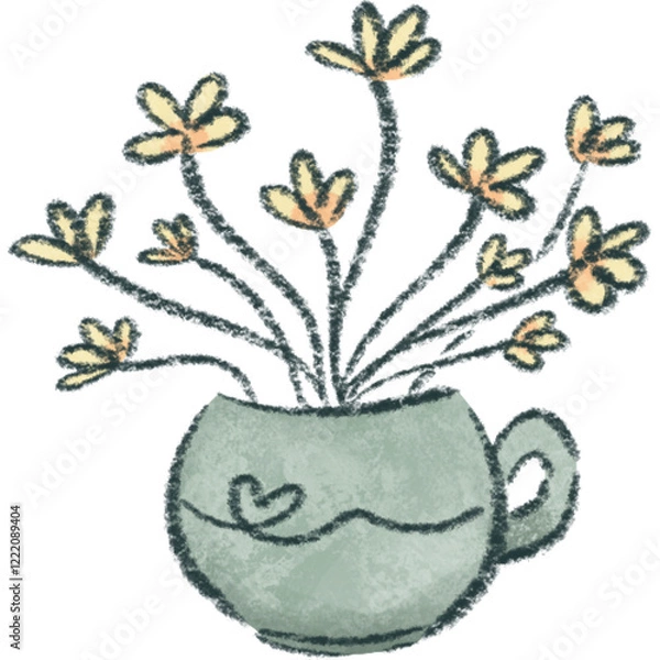 Obraz Cute Flower pot minimal handdrawn