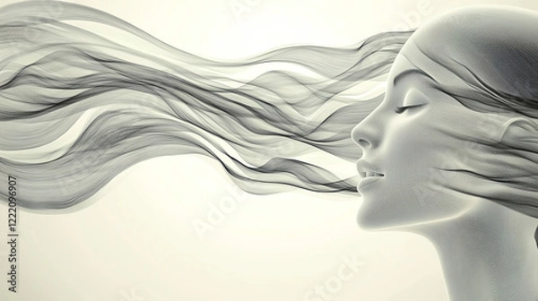 Fototapeta abstract representation of a woman's face with flowing hair