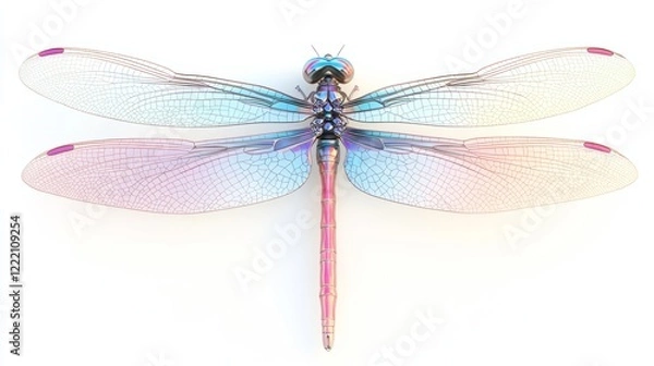 Fototapeta Macro photo of dragonfly. Insect with wings. Dragonfly with colorful wings.