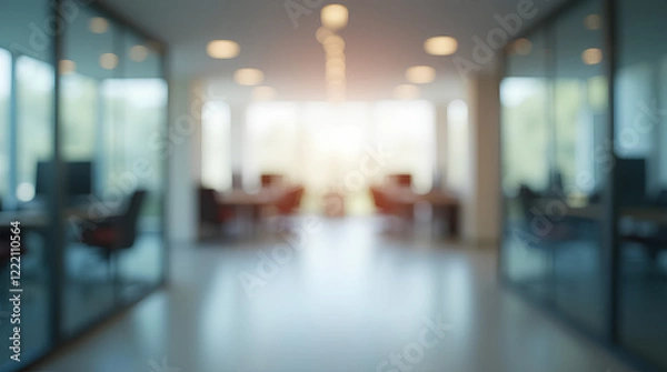 Obraz Blurred empty open space office. Abstract light bokeh at office interior background for design.