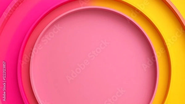 Fototapeta Colorful Abstract Background with Layers of Pink and Yellow Circular Shapes for Creative Design Projects