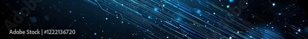 Obraz Abstract blue data streams, banner background
