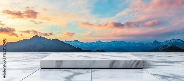 Obraz Serene Sunset Landscape with Marble Platform