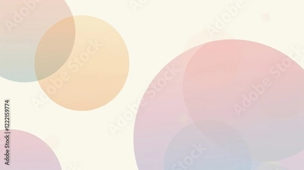 Fototapeta A minimalist abstract composition featuring overlapping pastel circles, soft gradient transitions, and subtle grainy textures on a white background.