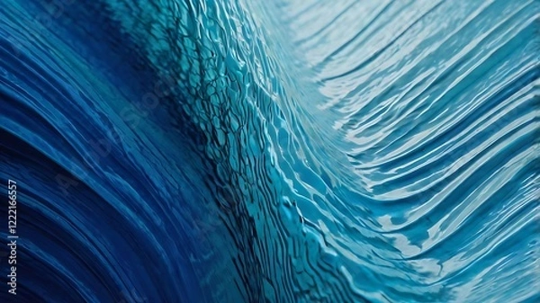 Fototapeta An abstract blue gradient with smooth, wave-like patterns blending turquoise, cobalt, and royal blue, creating depth and a dynamic sense of motion.