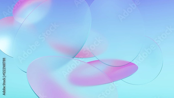 Fototapeta Abstract background with blue and pink circles. 3d Render, 3d illustration.