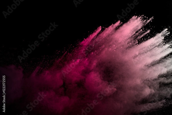 Obraz Purple powder explosion. Abstract closeup dust on backdrop.
